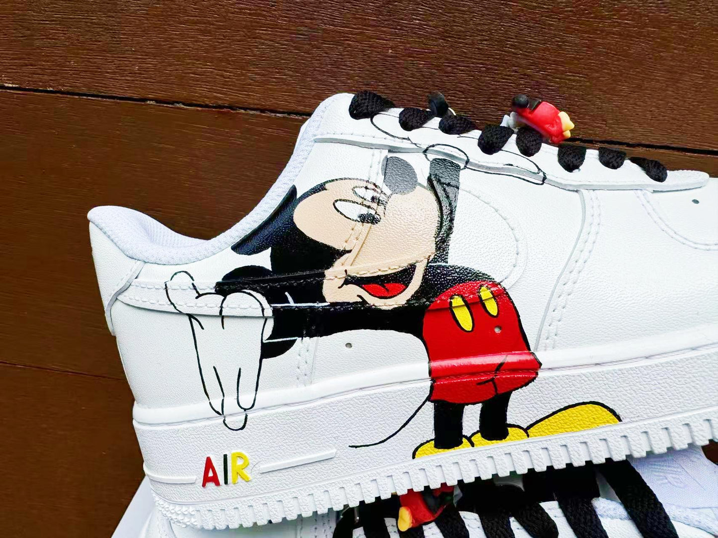 Hand Painted Air Force 1 Sneakers: Mickey Minnie Mouse Cartoon Shoes AF1 white personalized gift design wedding fashion trainers anime shoe | WU56