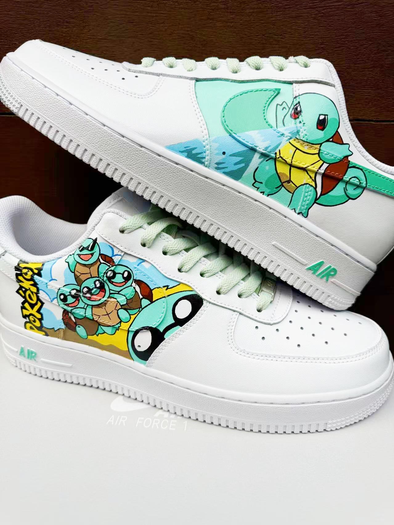 custom hand painted air force1.af1 pokemon squirtle cartoons street style anime wedding shoes trendy trainers gift design sneake | KS76