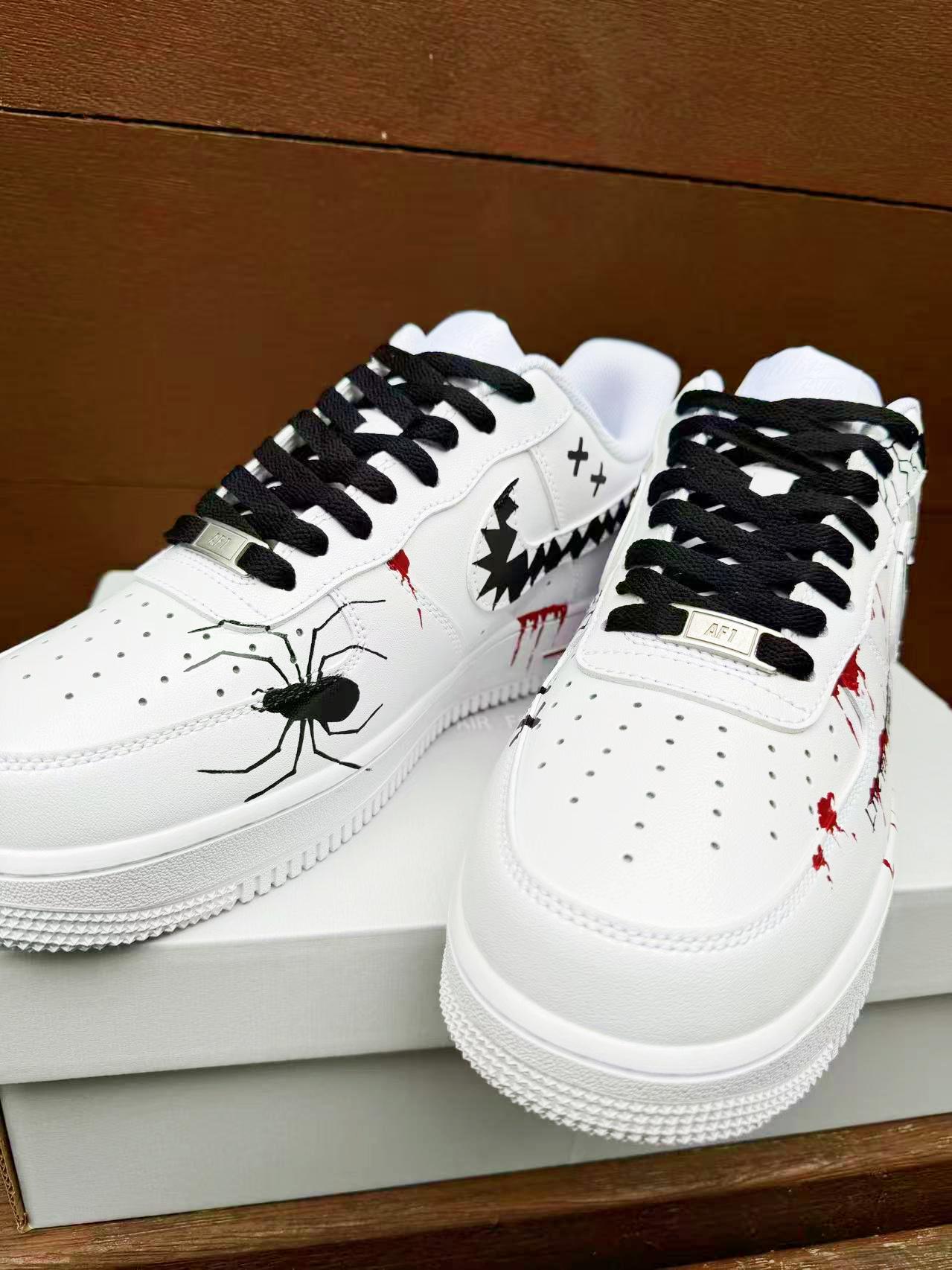 Custom Hand-Painted AF1 Air Force 1 Halloween Skull gift Design shoes personalized white sneakers | HM19