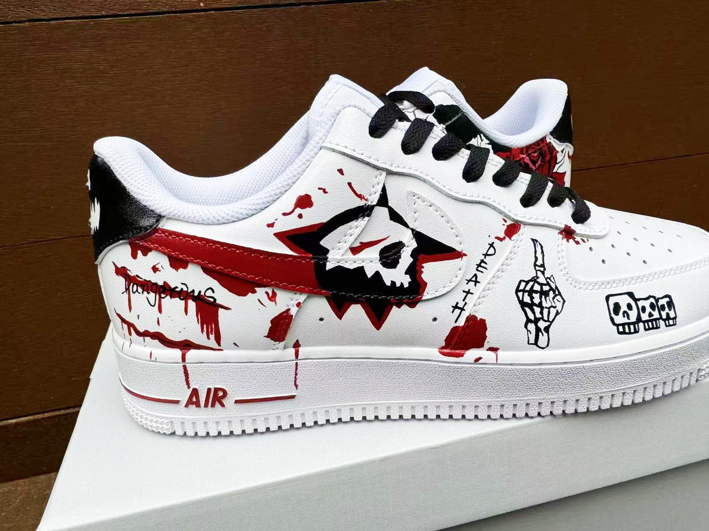 Custom Hand-Painted AF1 Air Force 1 Halloween Skull gift Design shoes personalized white sneakers | HM19