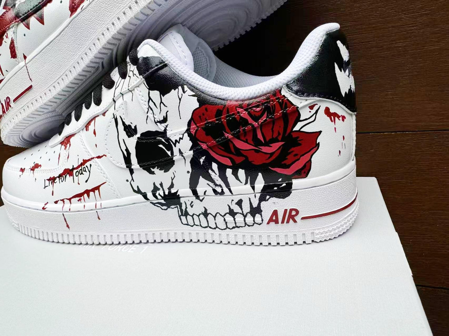Custom Hand-Painted AF1 Air Force 1 Halloween Skull gift Design shoes personalized white sneakers | HM19