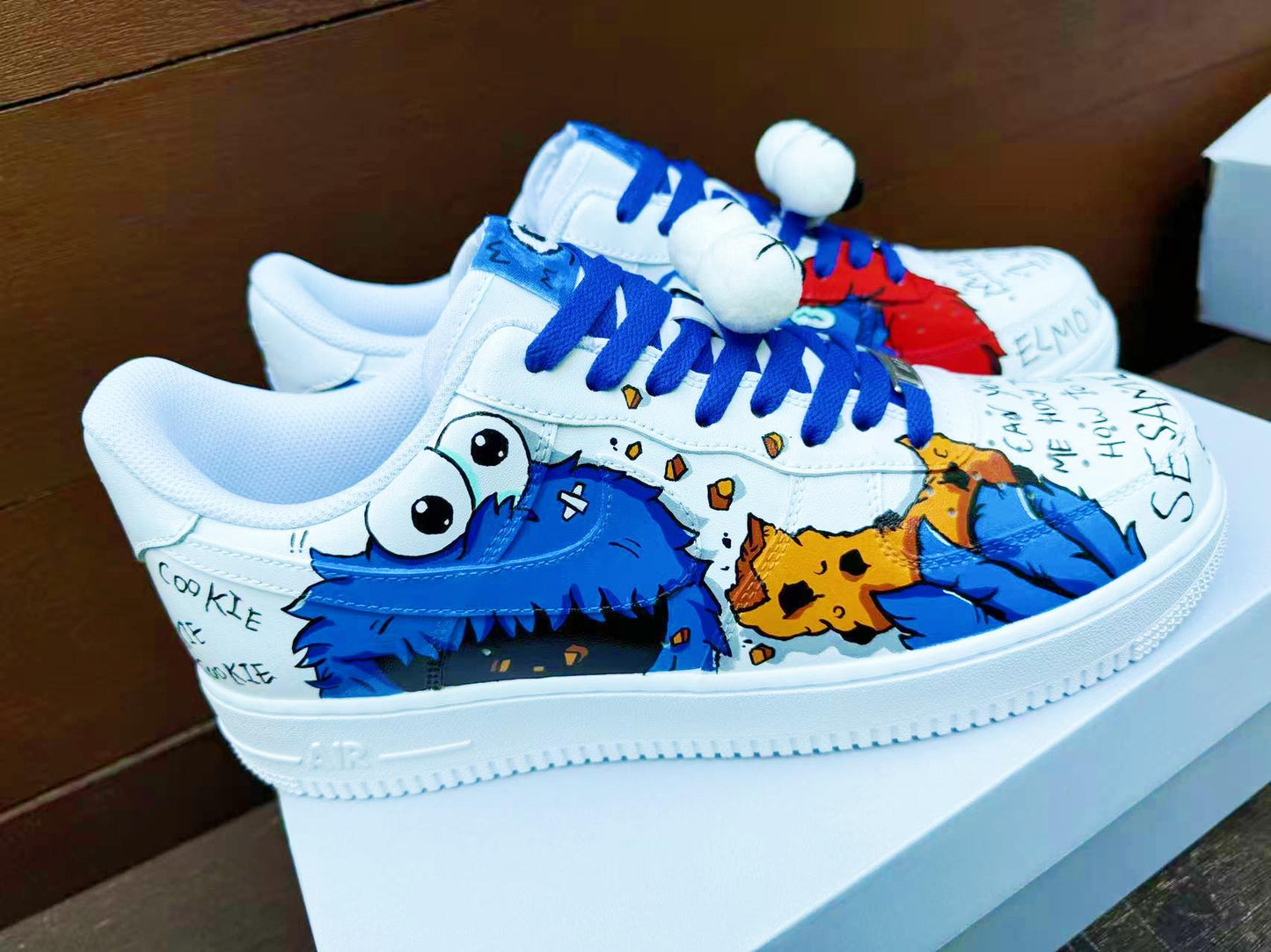 Hand-Painted Air Force 1 Sneakers: Custom Cartoon X mas AF1 cookie white personalized gift design wedding fashion trainers | MV74