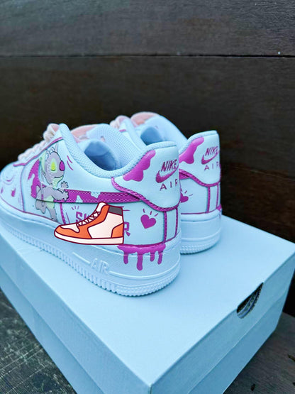 Hand-Painted Stitch Air Force 1 Sneakers: Custom Anime Shoes white personalized gift design wedding fashion street trainers anime shoes | GP31