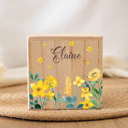 Personalized Child Money Box,Custom Name Piggy Bank for Children,Wood FlowerMoney Box,Christening Gifts,Easter Gifts,Birthday Gift for Kids