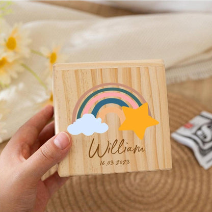 Personalized Rainbow Wooden Piggy Bank: Custom Name Coin Bank