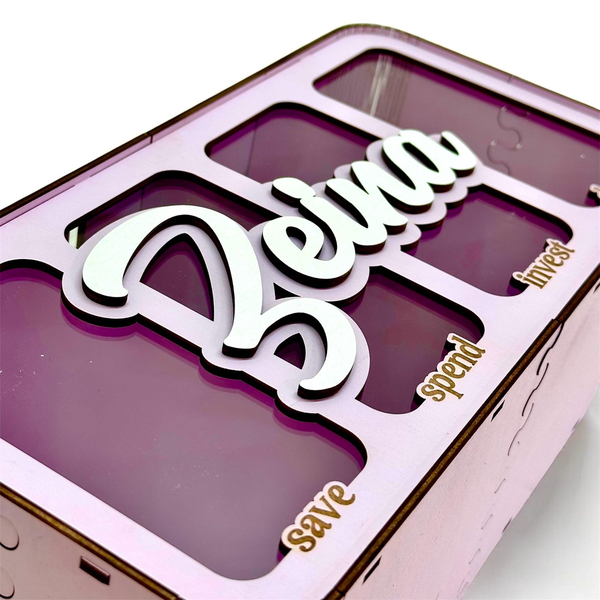 Save Spend Invest Donate Piggy Bank | Wooden Money Box for Kids | Family Budget Organizer Gift| 4 Slot Save Spend Invest Donate Bank