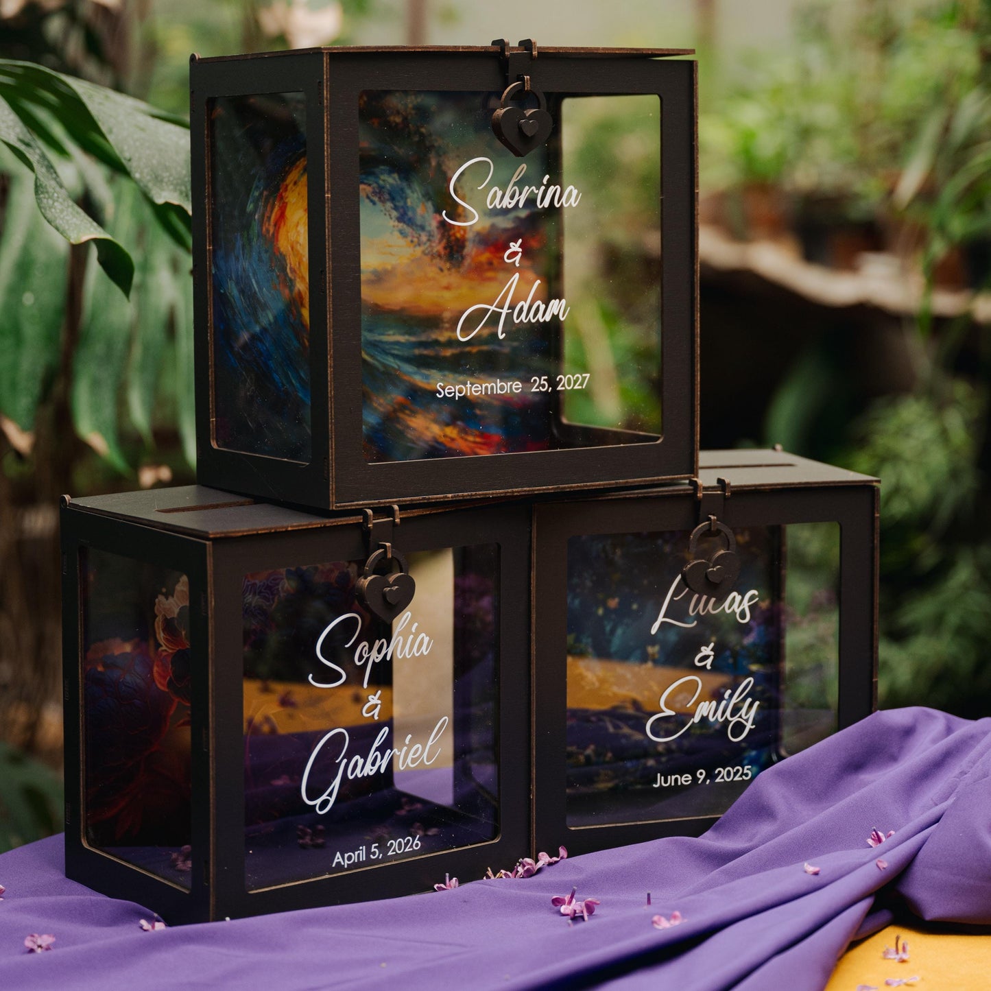 Personalized Hawaii Wedding Card Box, Tropical Ocean Theme, Custom Bridal Decor