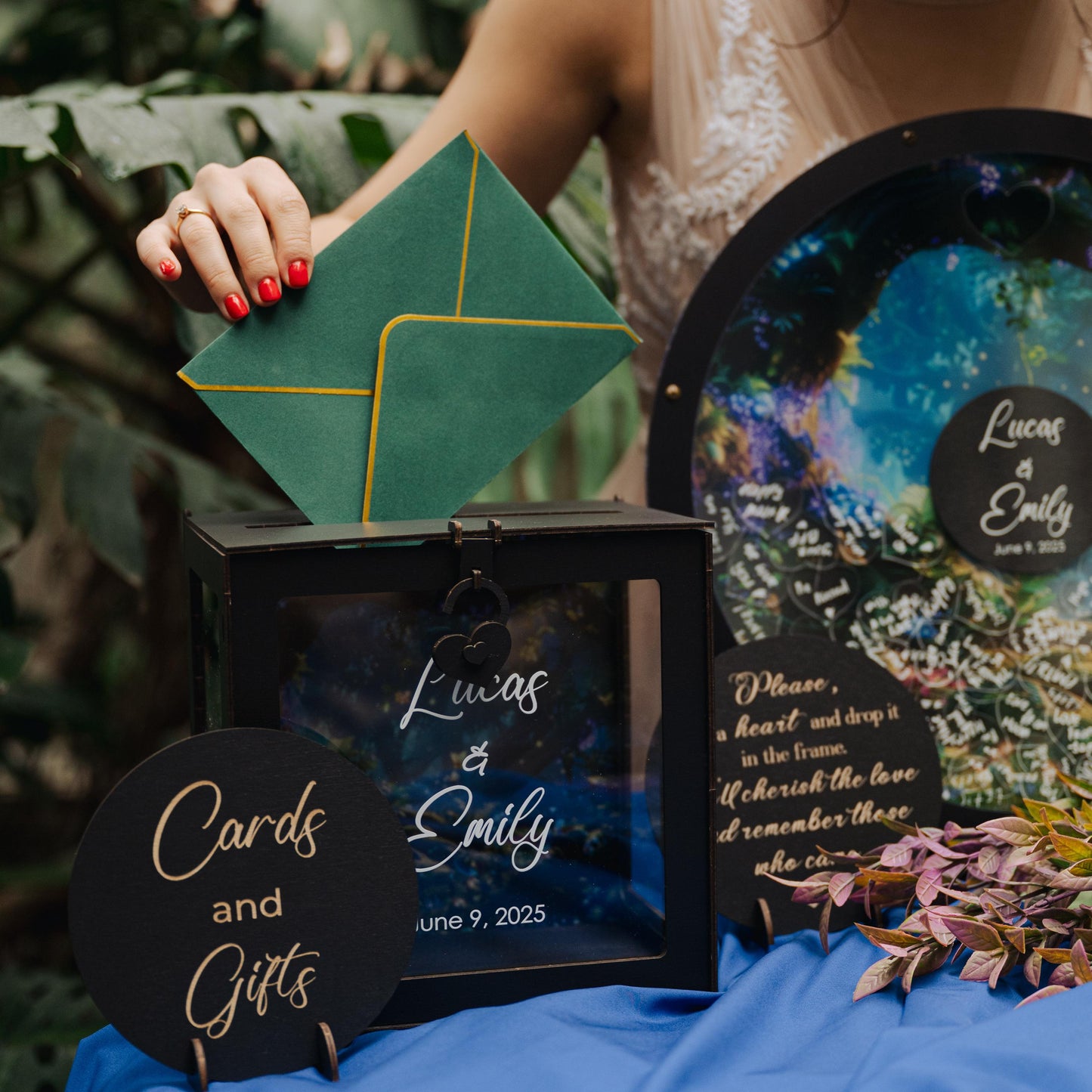 Personalized Hawaii Wedding Card Box, Tropical Ocean Theme, Custom Bridal Decor