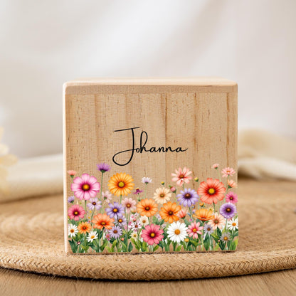Personalized Child Money Box,Custom Name Piggy Bank for Children,Wood FlowerMoney Box,Christening Gifts,Easter Gifts,Birthday Gift for Kids