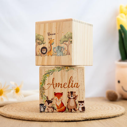 Custom Baby Money Box,Personalized Animal Piggy Bank,Children Wooden Money Box with Name,Cash Box for Child, Baby Boy Baby Shower,Baptism