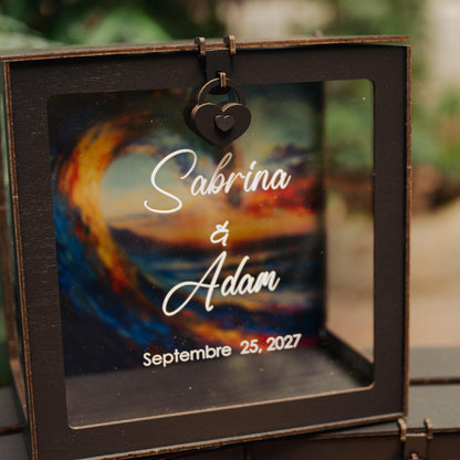 Personalized Hawaii Wedding Card Box, Tropical Ocean Theme, Custom Bridal Decor