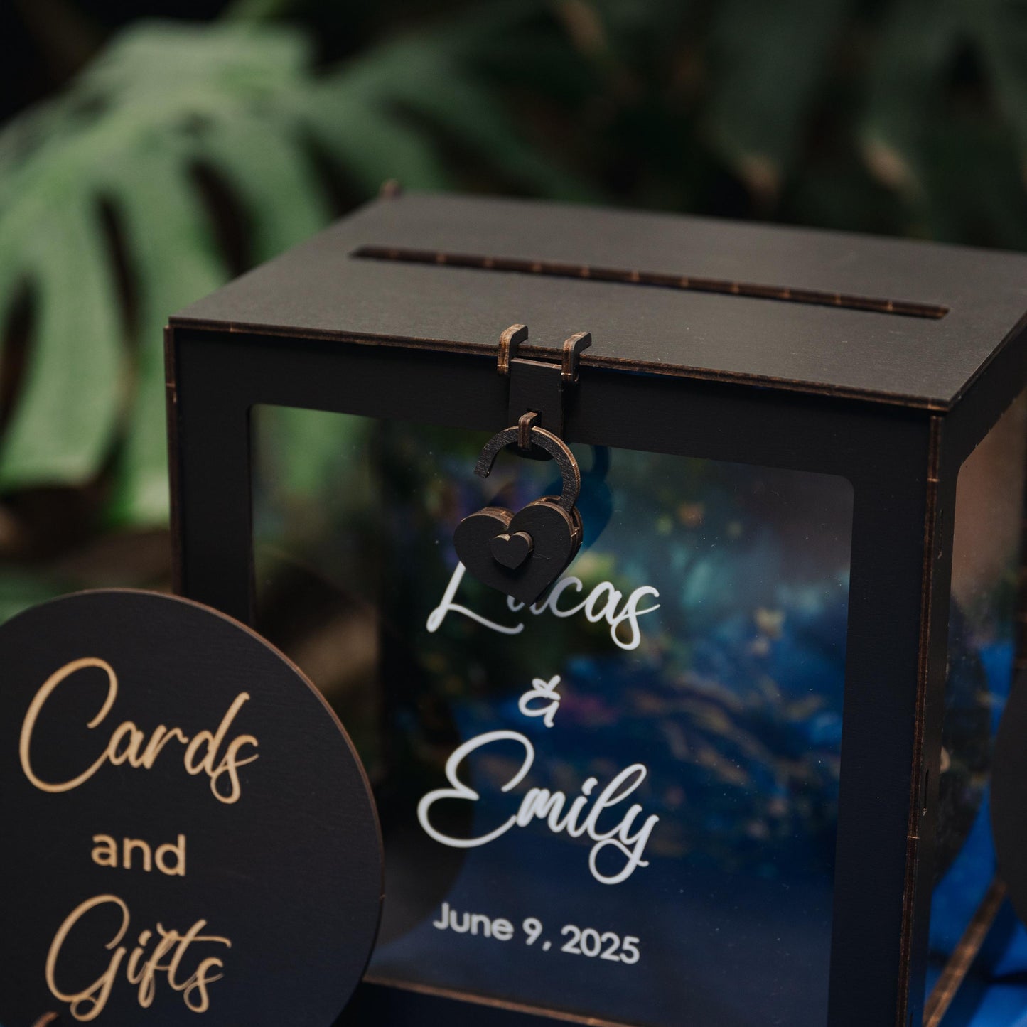 Personalized Hawaii Wedding Card Box, Tropical Ocean Theme, Custom Bridal Decor