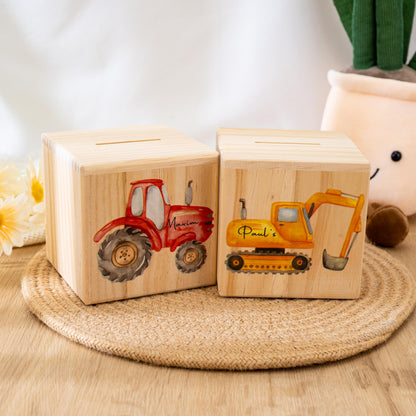 Personalised Wooden Money Box,Truck Piggy Bank,Baby Birthday Gift,Baby Girl Boy Coin Box,Christmas Gift,Baby Shower Gifts,Newborn Gifts