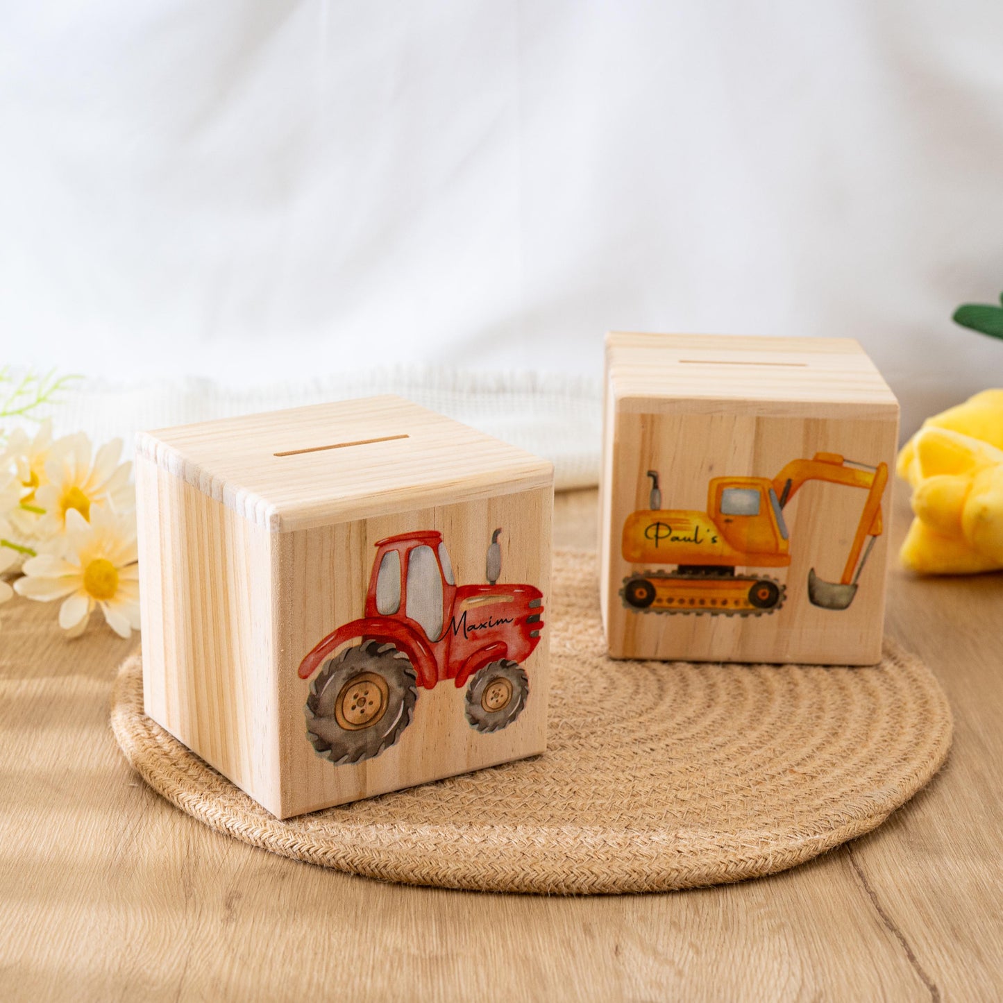 Personalised Wooden Money Box,Truck Piggy Bank,Baby Birthday Gift,Baby Girl Boy Coin Box,Christmas Gift,Baby Shower Gifts,Newborn Gifts