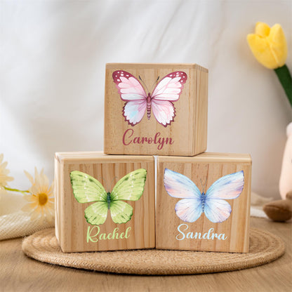 Personalized Wooden Piggy Bank with Butterfly: Custom Baby Girl Gift