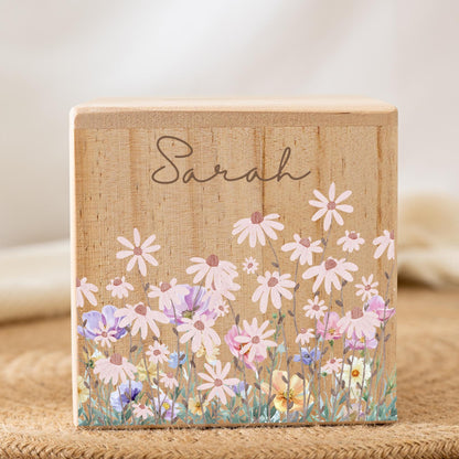 Personalized Child Money Box,Custom Name Piggy Bank for Children,Wood FlowerMoney Box,Christening Gifts,Easter Gifts,Birthday Gift for Kids