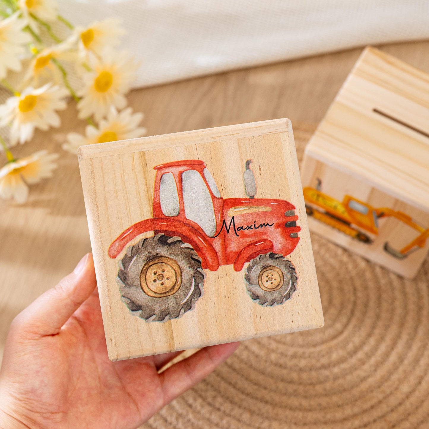 Personalised Wooden Money Box,Truck Piggy Bank,Baby Birthday Gift,Baby Girl Boy Coin Box,Christmas Gift,Baby Shower Gifts,Newborn Gifts