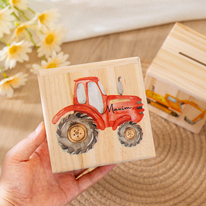Personalised Wooden Money Box,Truck Piggy Bank,Baby Birthday Gift,Baby Girl Boy Coin Box,Christmas Gift,Baby Shower Gifts,Newborn Gifts