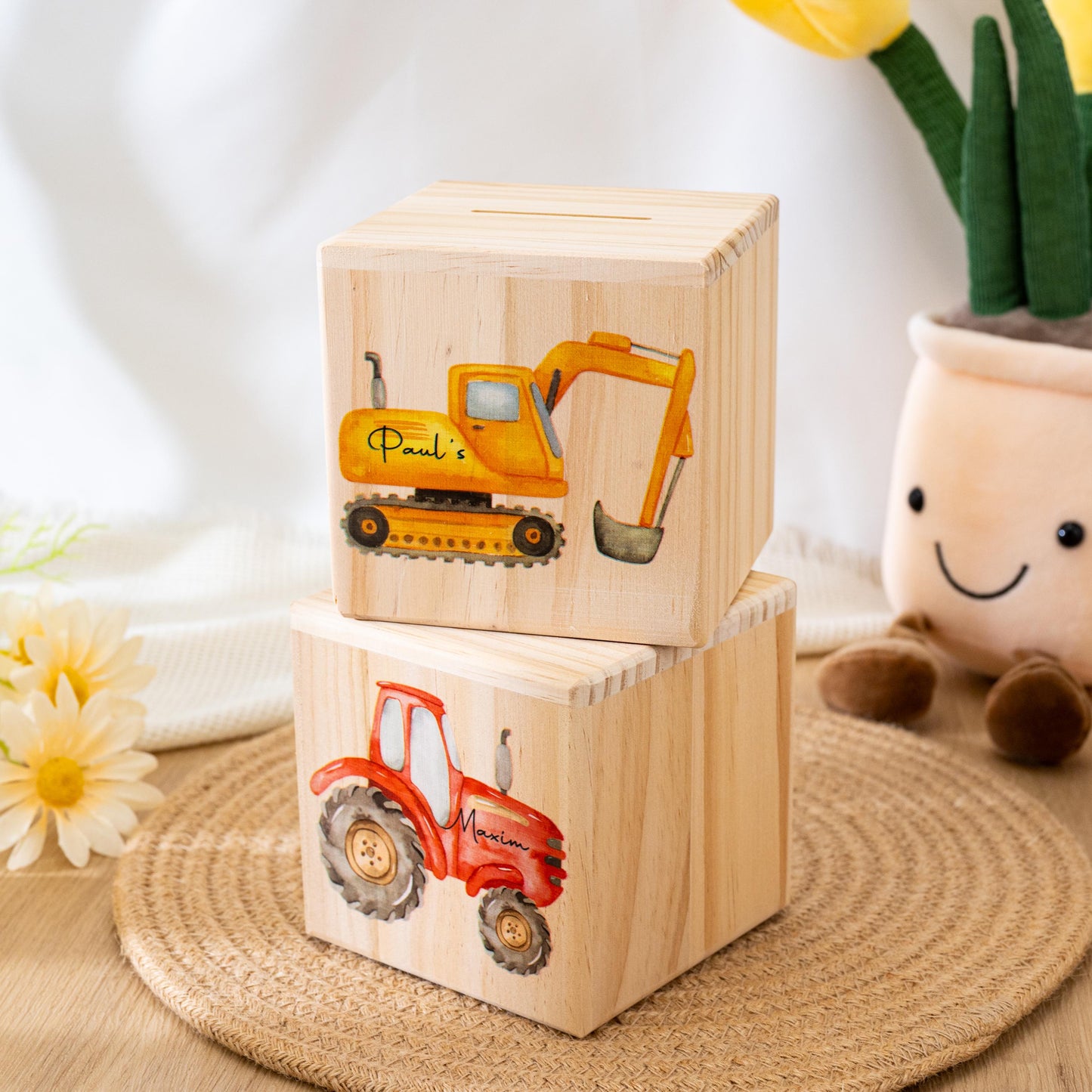 Personalised Wooden Money Box,Truck Piggy Bank,Baby Birthday Gift,Baby Girl Boy Coin Box,Christmas Gift,Baby Shower Gifts,Newborn Gifts