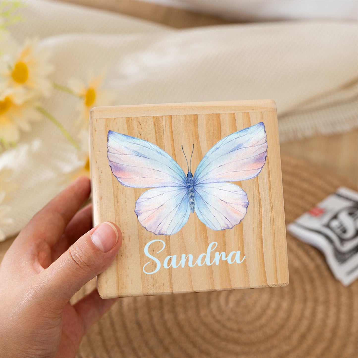 Personalised Butterfly Wooden Piggy Bank,Custom Name Money Box,Kids Coin Bank,Cash Box for Child,Birthday Gift,Back to School Savings