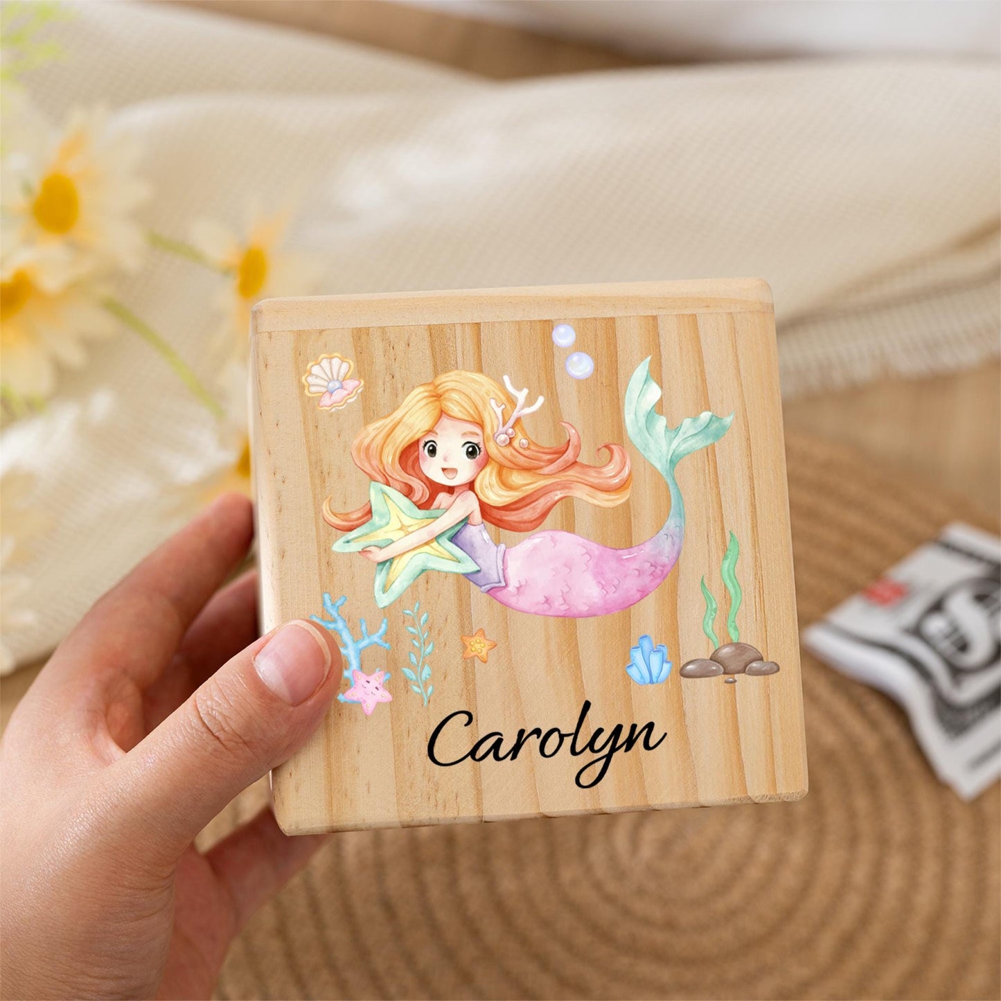 Personalised Kids Wooden Piggy Bank,Custom Name Money Box,Cute Animal Print Coin Bank,Baby Shower Gift,Birthday Gift for Boys & Girls