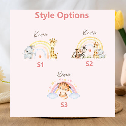 Personalized Rainbow Wooden Piggy Bank: Custom Kids Name Money Box