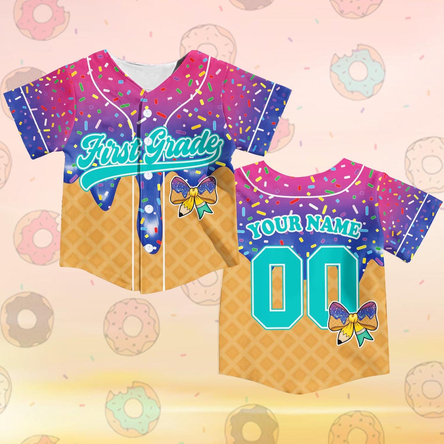 First Day of School Custom Jersey Baseball Shirt Drip Back to School Gift for Teacher First Grade Second Grade Classroom Outfit | NX26