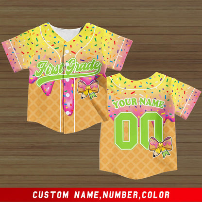 First Day of School Custom Jersey Baseball Shirt Drip Back to School Gift for Teacher First Grade Second Grade Classroom Outfit | NX26