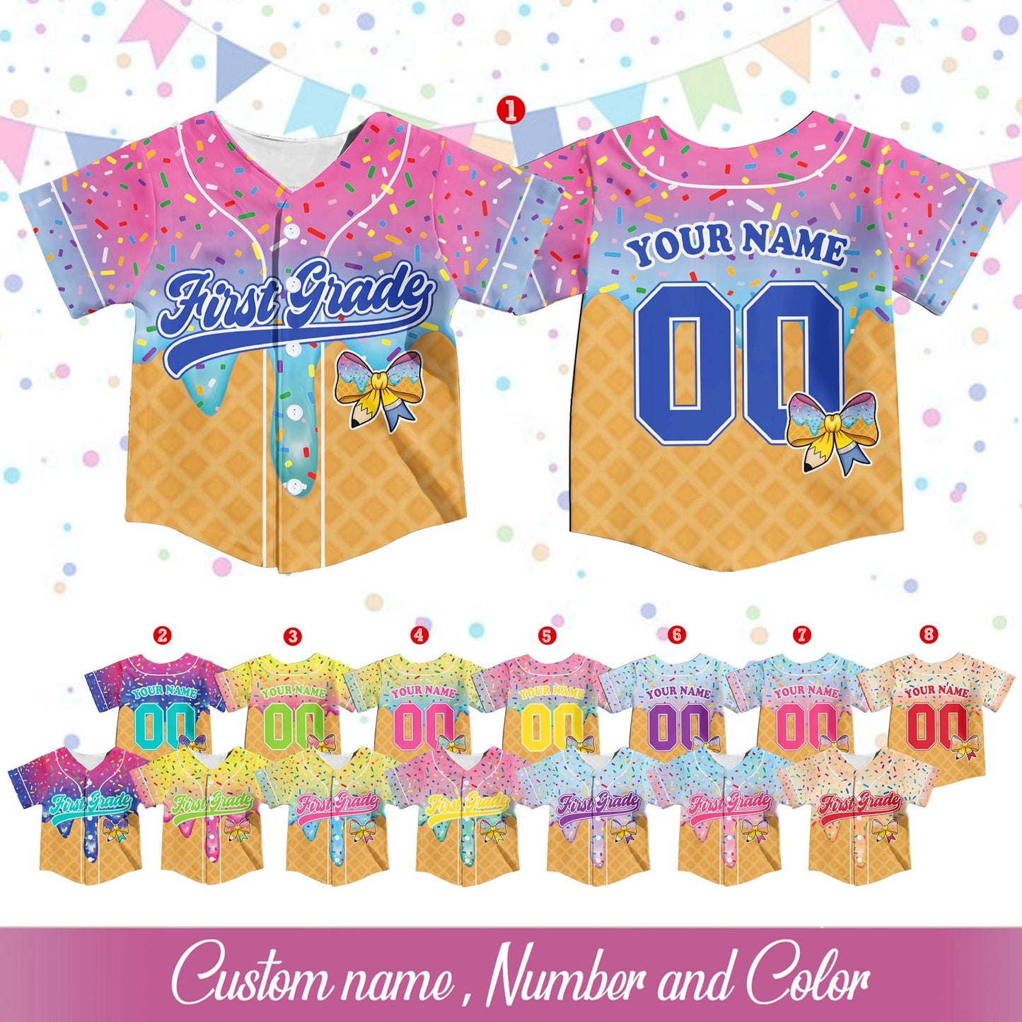 First Day of School Custom Jersey Baseball Shirt Drip Back to School Gift for Teacher First Grade Second Grade Classroom Outfit | NX26