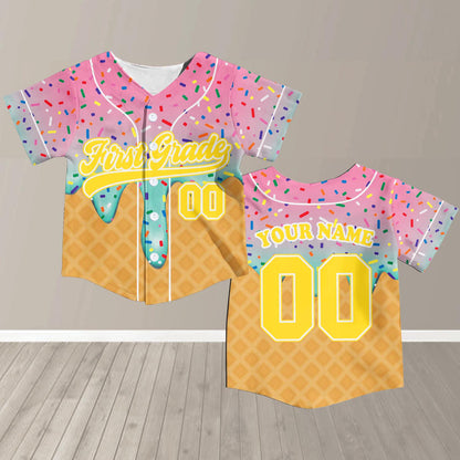 First Day of School Custom Jersey Baseball Shirt Drip Back to School Gift for Teacher First Grade Second Grade Classroom Outfit | UQ39