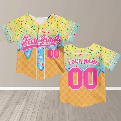 First Day of School Custom Jersey Baseball Shirt Drip Back to School Gift for Teacher First Grade Second Grade Classroom Outfit | UQ39
