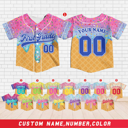 First Day of School Custom Jersey Baseball Shirt Drip Back to School Gift for Teacher First Grade Second Grade Classroom Outfit | UQ39