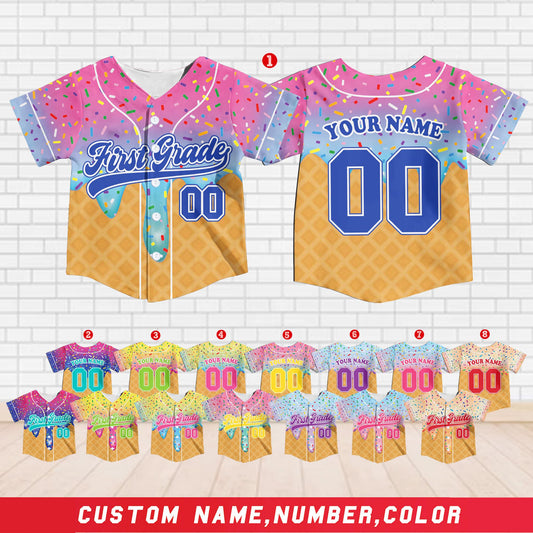 First Day of School Custom Jersey Baseball Shirt Drip Back to School Gift for Teacher First Grade Second Grade Classroom Outfit | UQ39