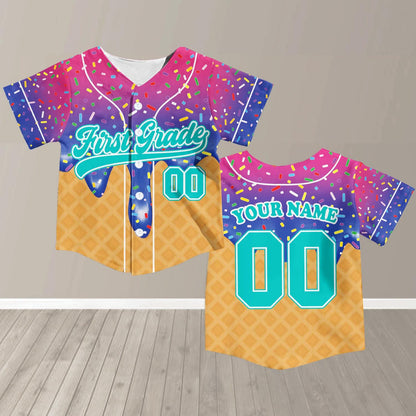 First Day of School Custom Jersey Baseball Shirt Drip Back to School Gift for Teacher First Grade Second Grade Classroom Outfit | UQ39