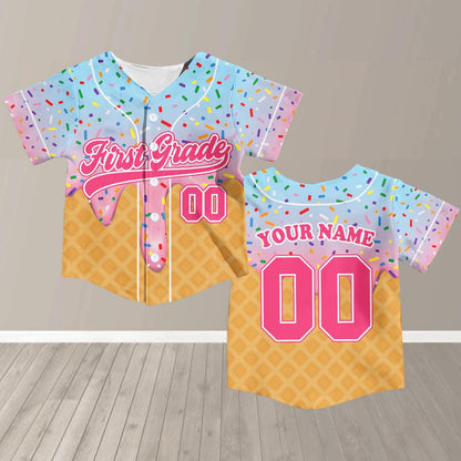 First Day of School Custom Jersey Baseball Shirt Drip Back to School Gift for Teacher First Grade Second Grade Classroom Outfit | UQ39