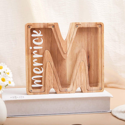 Custom Name Coin Bank,Personalized Letter Piggy Bank,Kids Girl Boy Birthday Gift,Handmade Wooden Nursery Decor,Unique Baby Shower gift