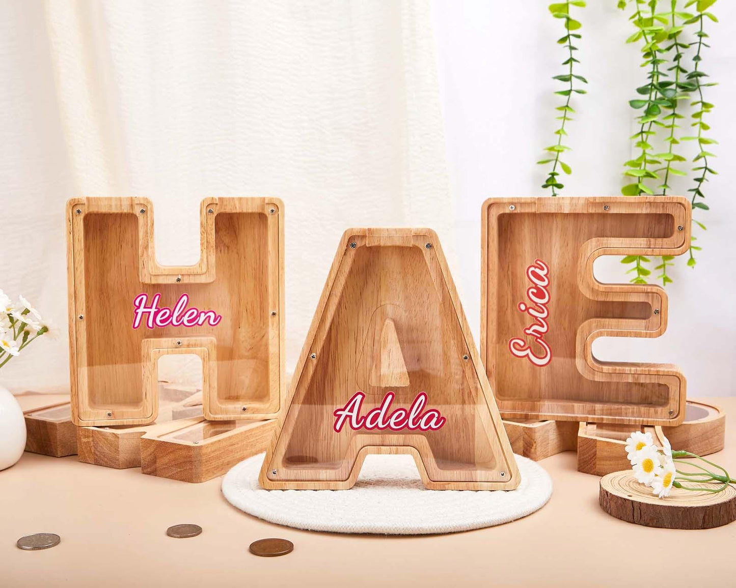 Custom Initial Coin Bank,Wooden Colorful Letter Piggy Bank,Name Piggy Bank,Baby Boy Gift,Baby Gift,Wooden Money Box,Money Box,Gift for Child