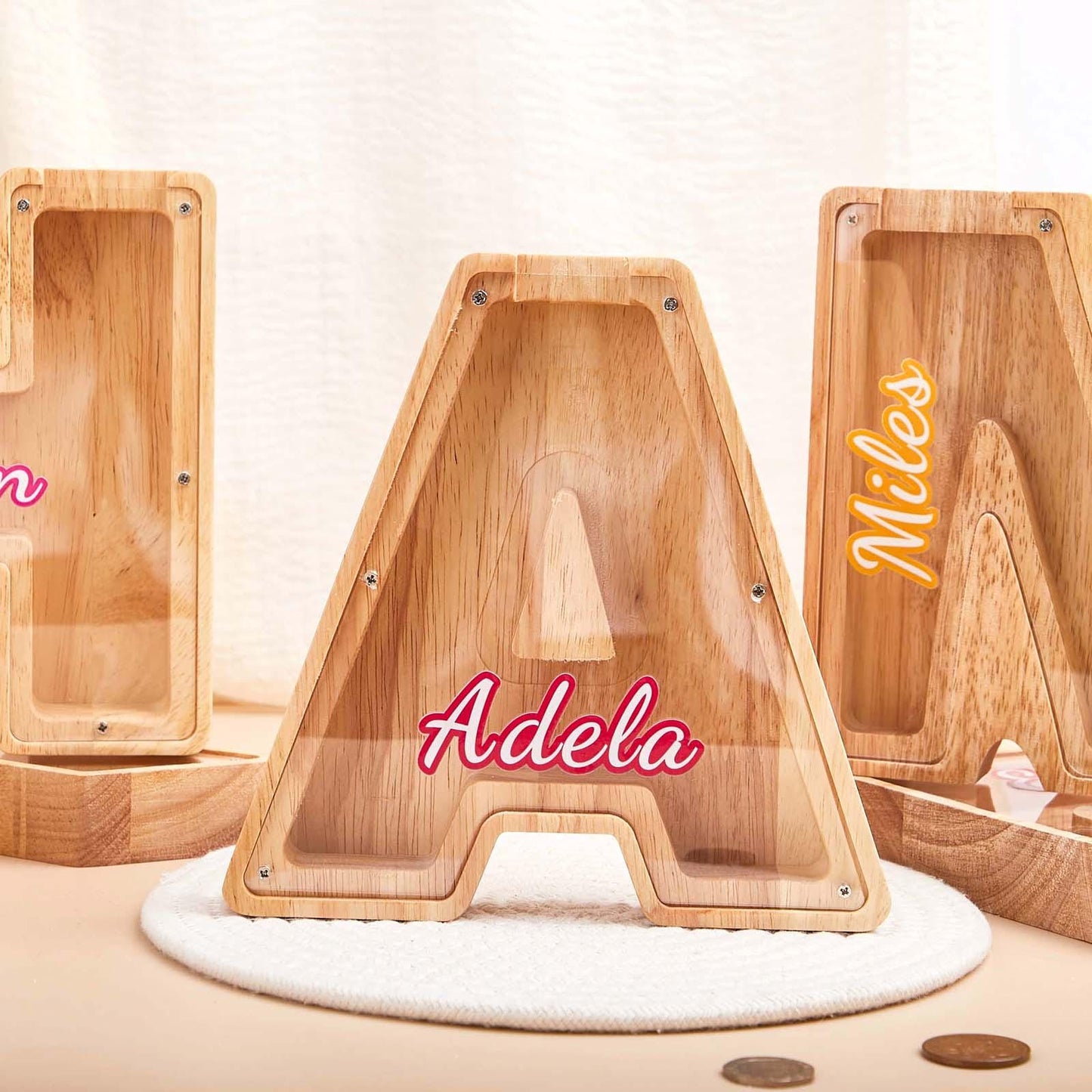 Personalized Name Piggy Bank, Wood Gift For Kids,Custom Initial Coin Bank,Wooden Piggy Bank,Boy Nursery Decor,Neutral Baby Shower Gift