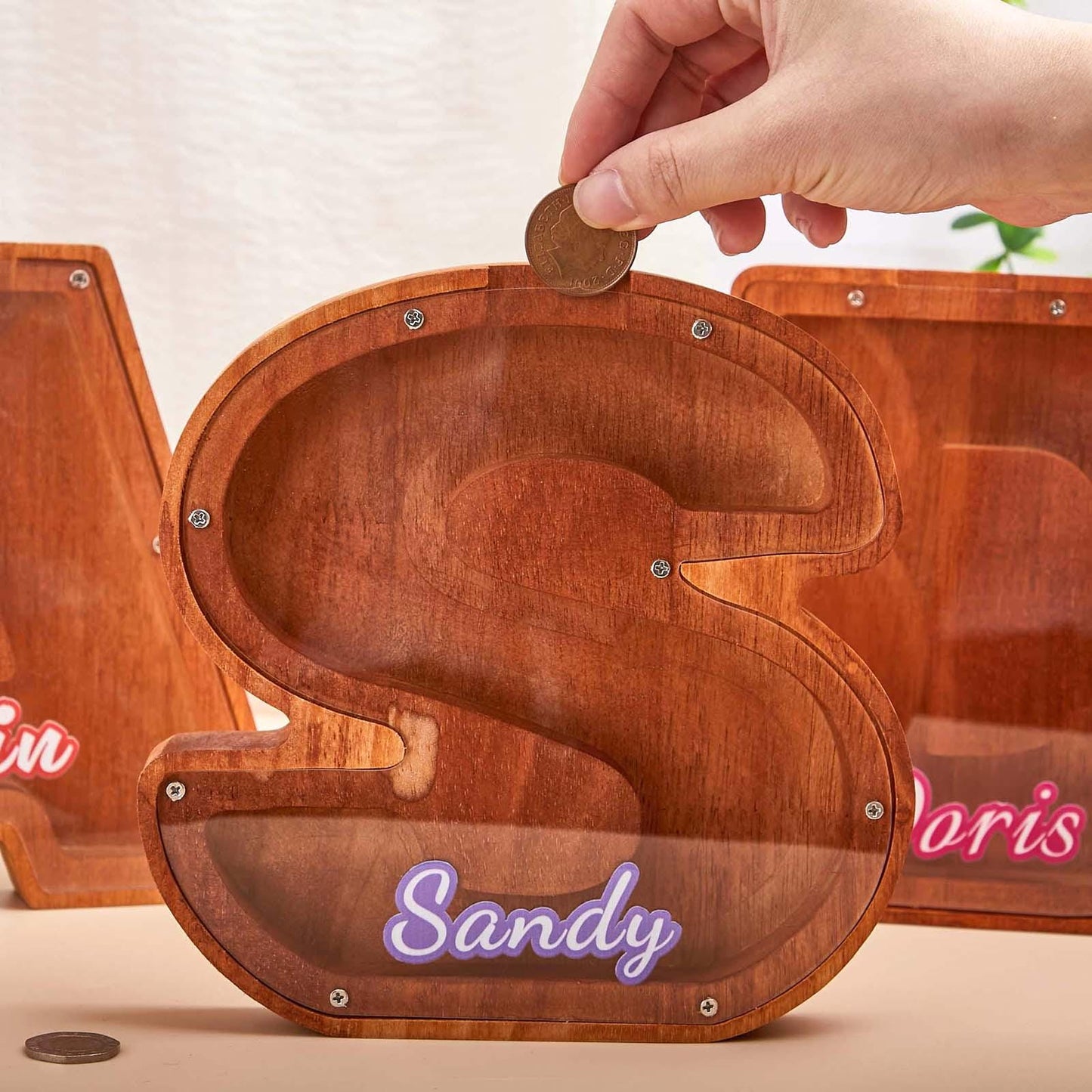Alphabet Initial Letter Bank, Personalized Piggy Bank,Newborn Baby Boy Unique Christmas Gift,Baby Shower Name & Text Coin Bank for Kids