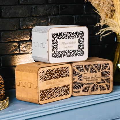 Personalized Wooden Wedding Card Box with Slot: Rustic Decor