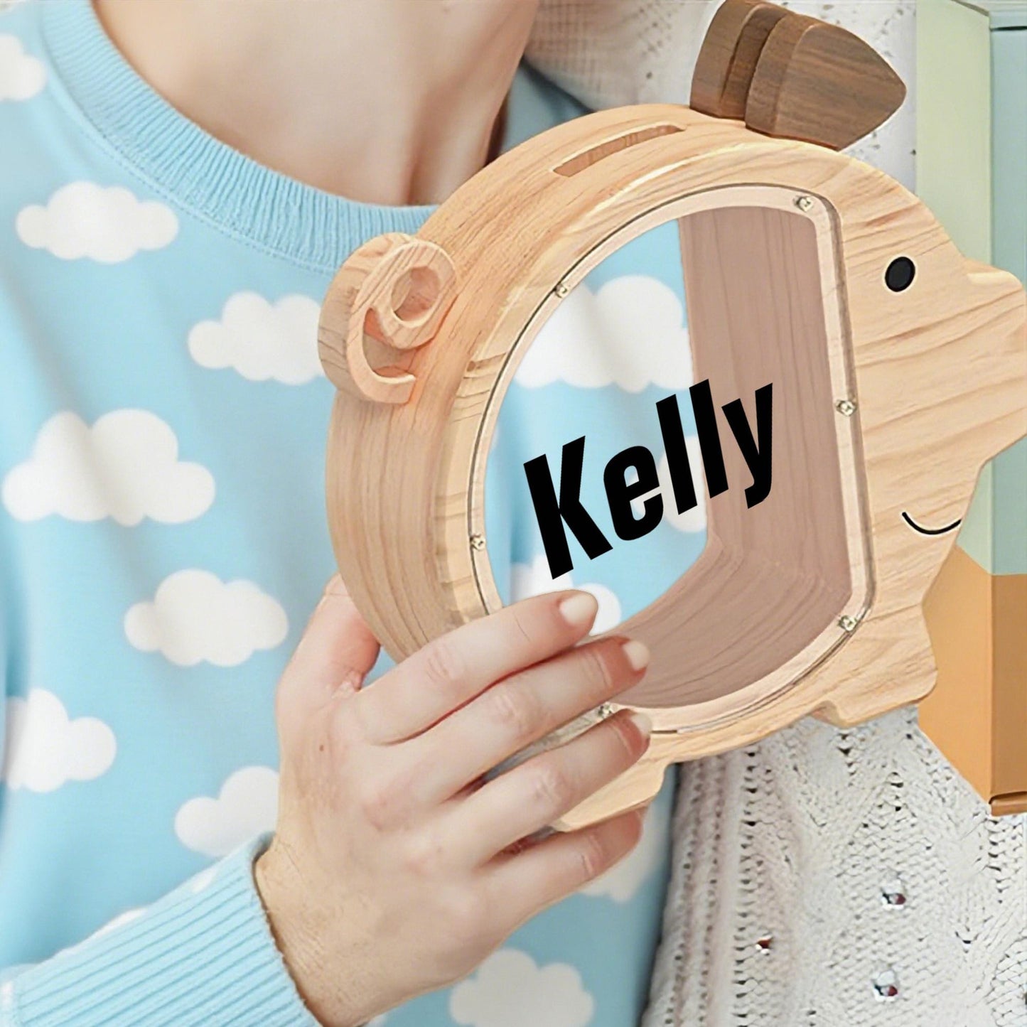 Personalized Large Wooden Kids Pig Piggy Bank, Wood Gift For Kids, Custom Name Coin Bank, Wooden Piggy Bank Money Box Birthday, Xmas Gifts