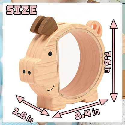 Personalized Wildflower Wooden Piggy Bank for Girls, Custom Name Money Box, Baby Shower Gift, Nursery Decor, First Birthday Gift