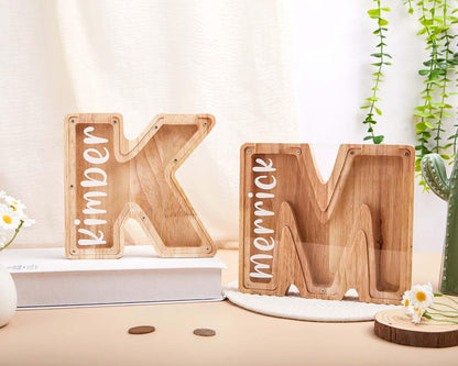 Alphabet Initial Letter Bank,Personalized Piggy Bank,Newborn Baby Boy Unique Christmas Gift,Baby Shower Name & Text Coin Bank for Kids