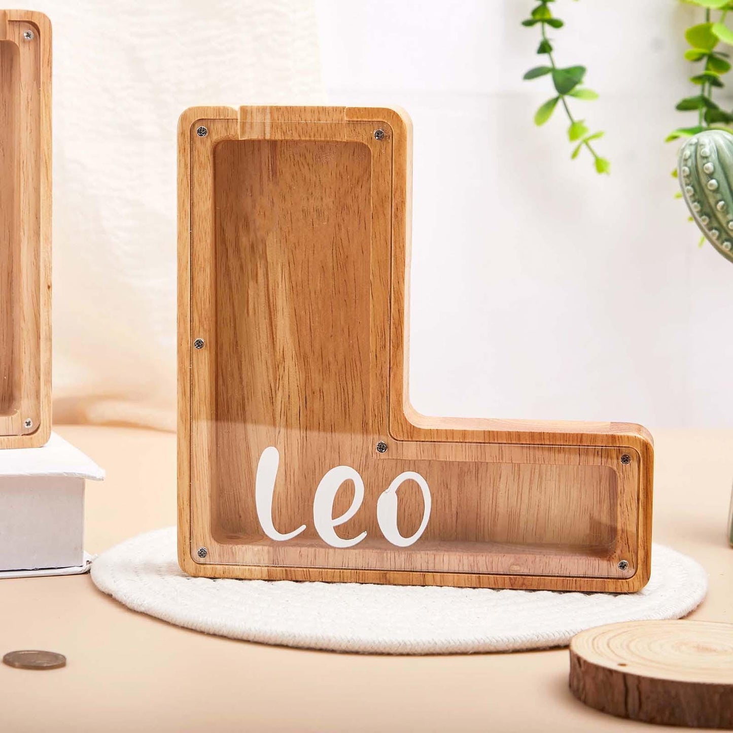 Personalized Letter Piggy Bank,Custom Name Coin Bank,Kids Girl Boy Birthday Gift, Handmade Wooden Nursery Decor, Unique Baby Shower gift