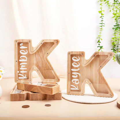Personalized Letter Piggy Bank For Kids,Custom Money Box for Birthday Gift,Name Engraved Coin Jar,Kids Coin Bank,Grandchild Gift