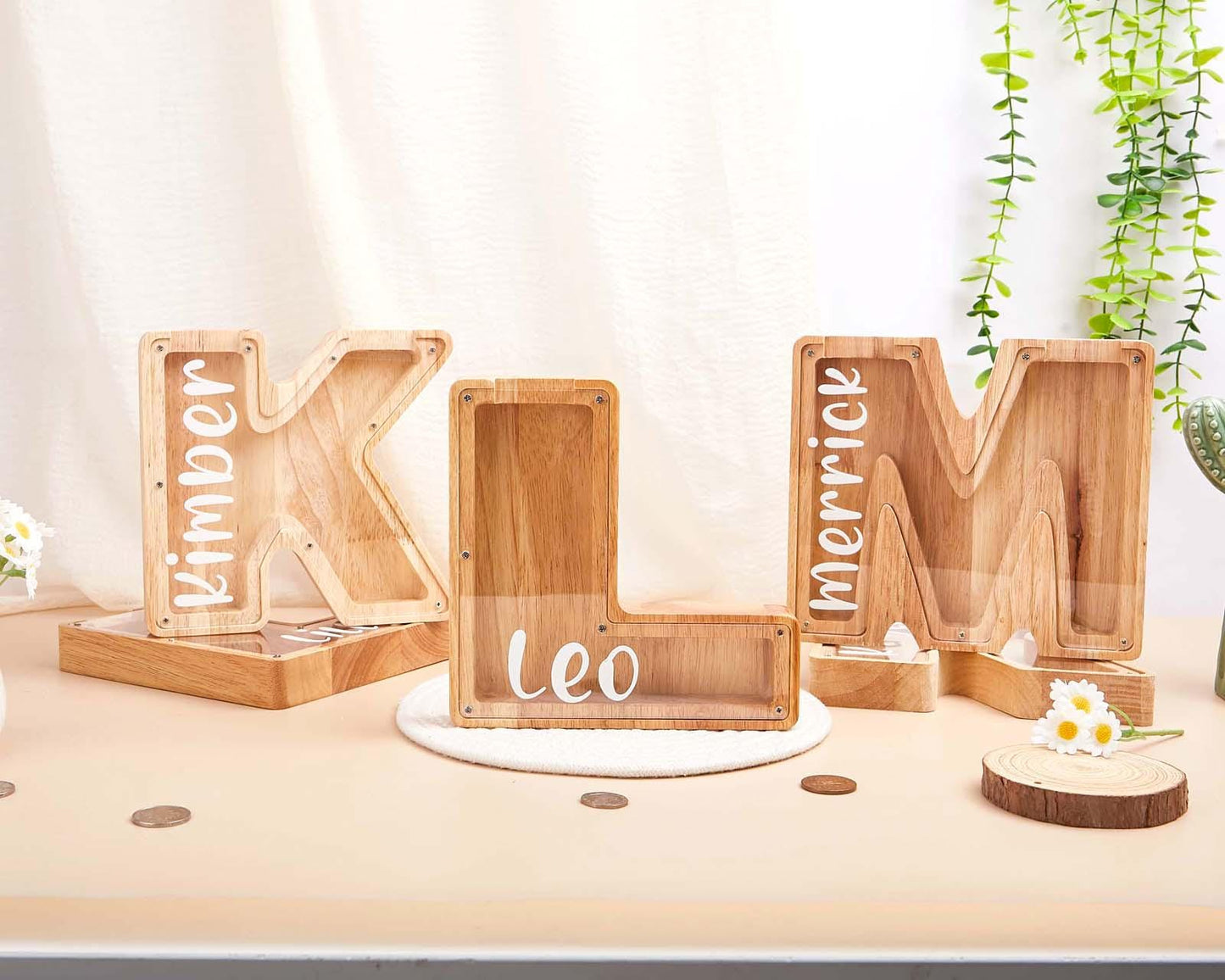Personalized Letter Piggy Bank For Kids,Custom Money Box for Birthday Gift,Name Engraved Coin Jar,Kids Coin Bank,Grandchild Gift