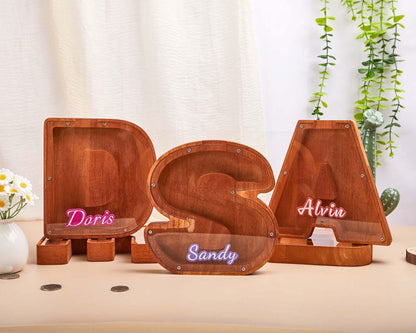 Alphabet Initial Letter Bank, Personalized Piggy Bank,Newborn Baby Boy Unique Christmas Gift,Baby Shower Name & Text Coin Bank for Kids