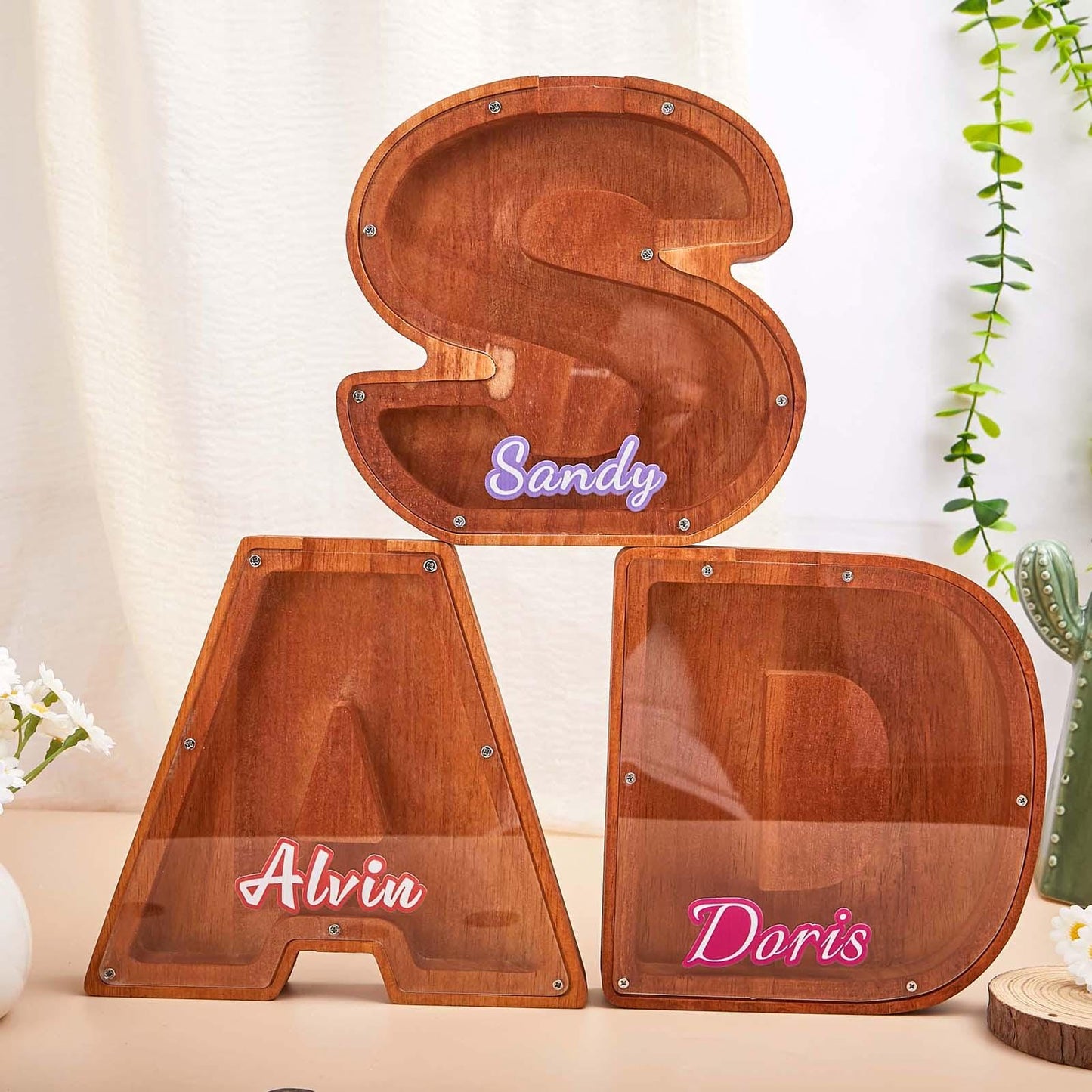 Alphabet Initial Letter Bank, Personalized Piggy Bank,Newborn Baby Boy Unique Christmas Gift,Baby Shower Name & Text Coin Bank for Kids