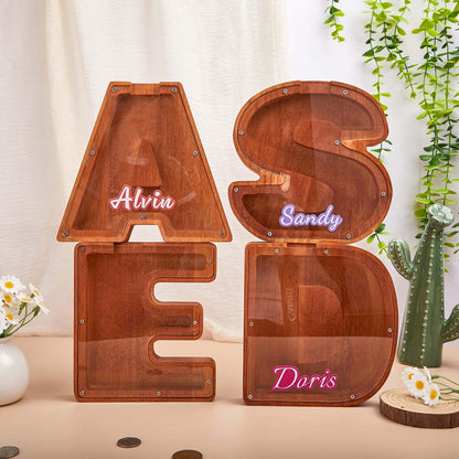 Alphabet Initial Letter Bank, Personalized Piggy Bank,Newborn Baby Boy Unique Christmas Gift,Baby Shower Name & Text Coin Bank for Kids
