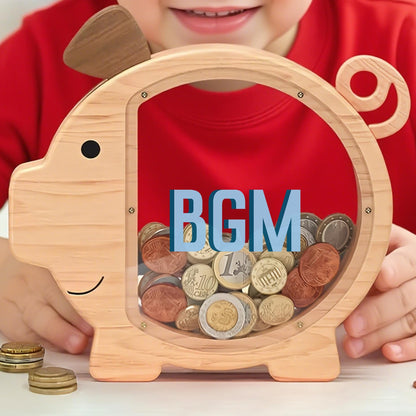 Custom Name Kids Pig Piggy Bank, Personalized Toddler Wooden Money Box, Back to School & Birthday Gift for Children